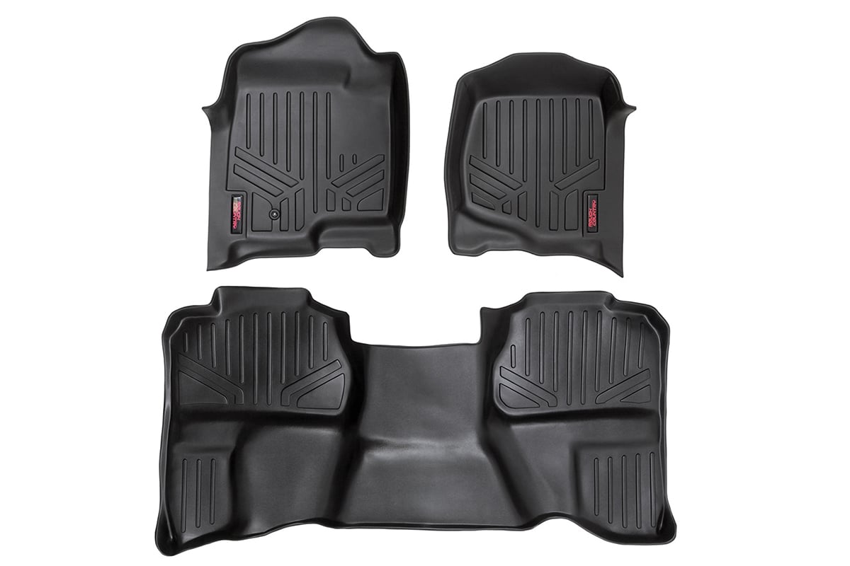 Chevrolet Silverado 1500 Floor Mats - Front + Rear - Rough Country - Floor Armor: Heavy Duty - '07-'13